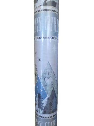 Picture of CHRISTMAS WRAPPING ROLL SILVER BLUE 70CM X 2M